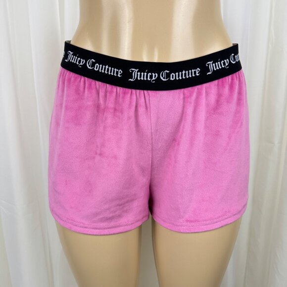 NWOT Juicy Couture Velour Velvet Fleece Bling Shorts Sleepwear MD Pink Spell Out - Picture 3 of 8